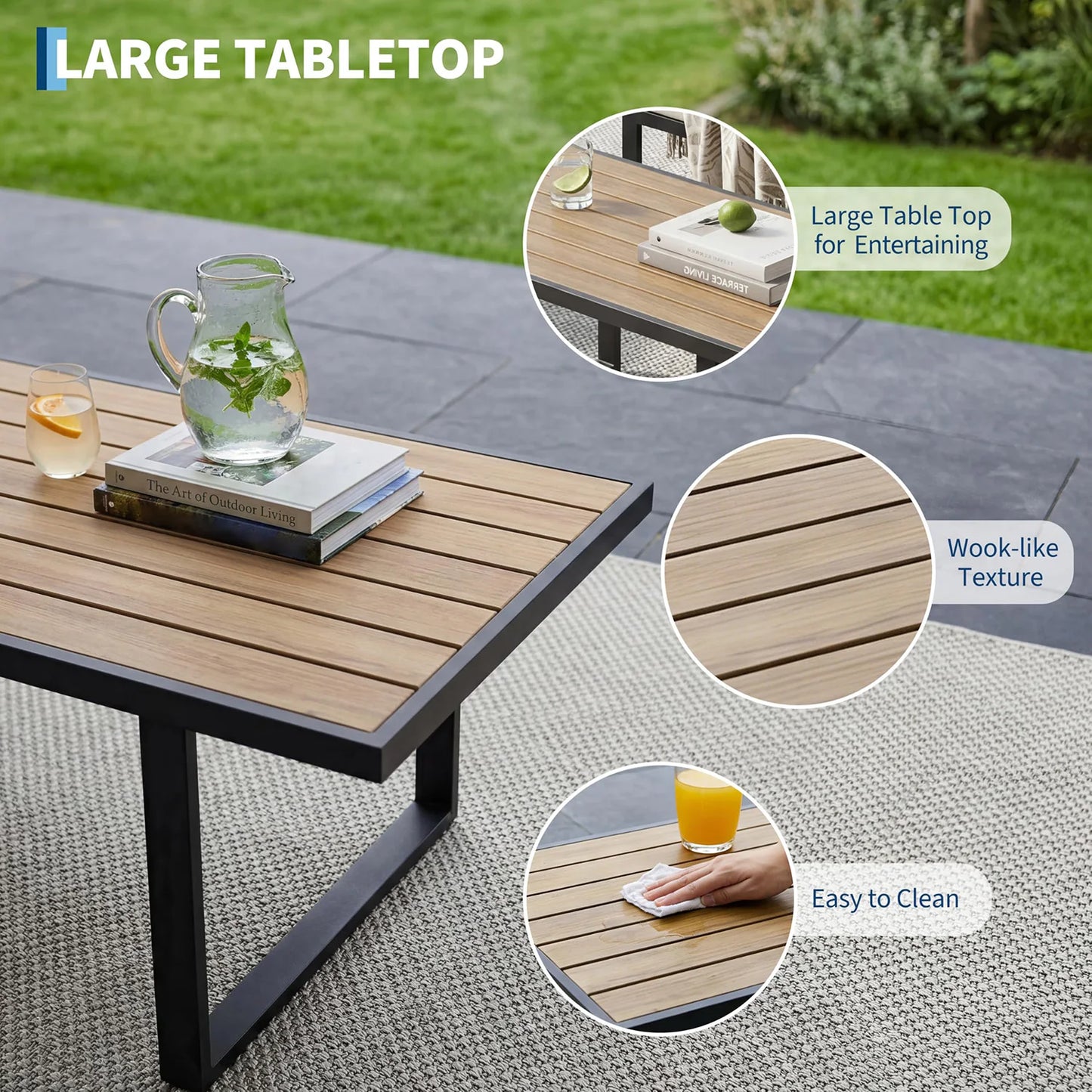 Modern 4 Piece Patio Furniture Set With Conversation Sofa And Coffee Table