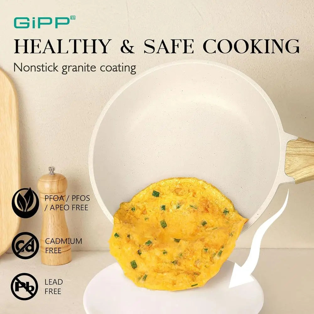 Pots and Pans Set Non Stick - 14 Pcs White Granite Kitchen Cookware Sets Nonstick Induction Cookware Cooking Pan Set with Frying