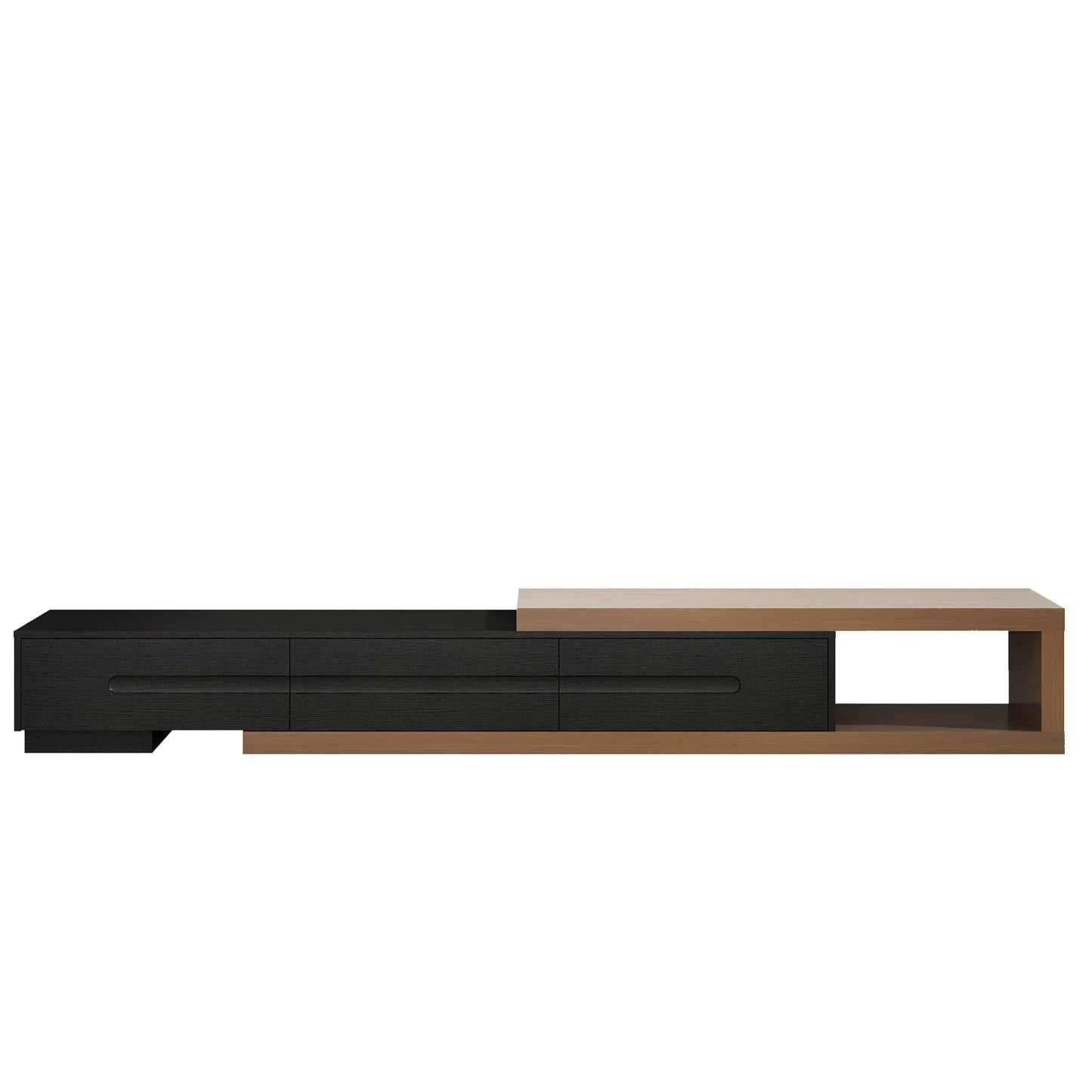 Extendable TV Stand for Up to 120"TV, 82-110'' Wood Reversible TV Media Console w/3 Drawers & Open Storage Shelf for Living Room