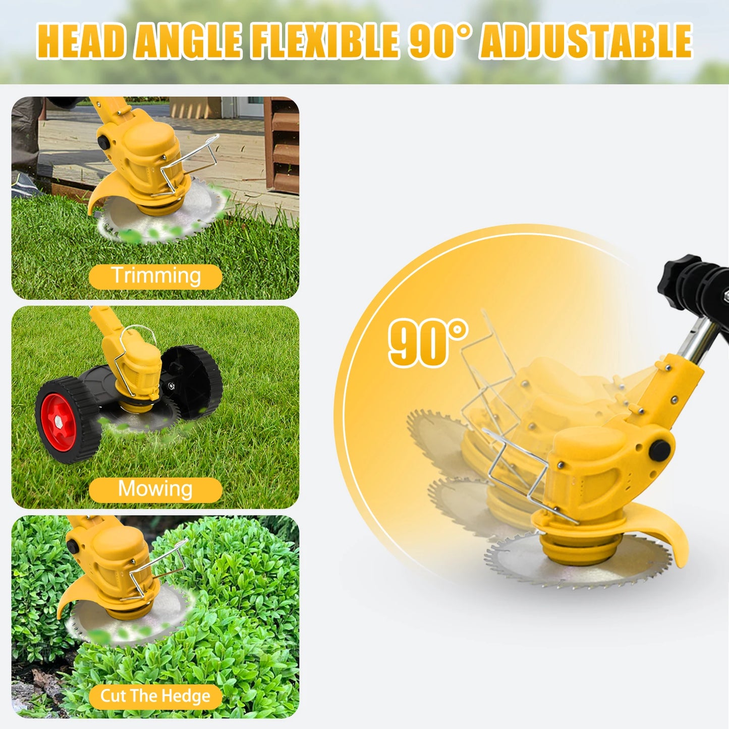 Cordless Grass Trimmer Lawn Electric 21V With 2x24V BatteryFast Charger 2-in-1 650W Brush Cutter 18000 RPM for Yard Garden