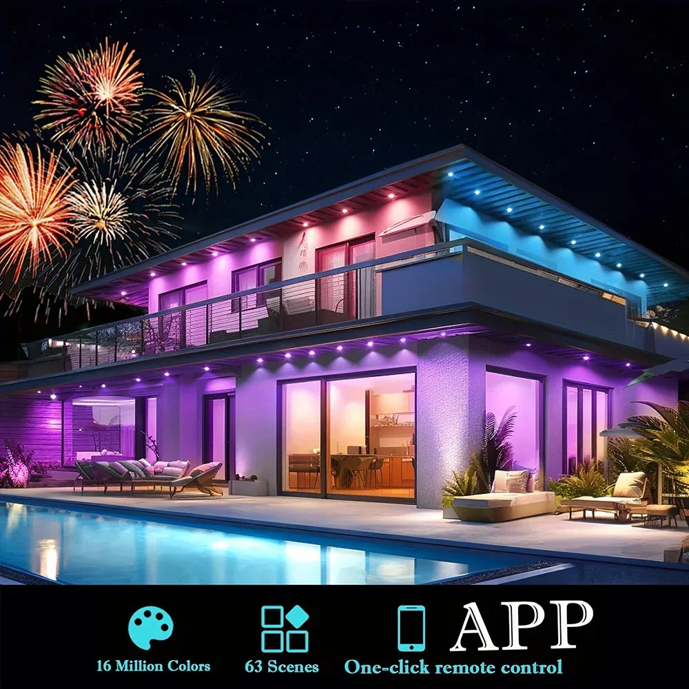 MIMIRGB Outdoor Eaves Lights LED String With App Control DIY Scene Modes
