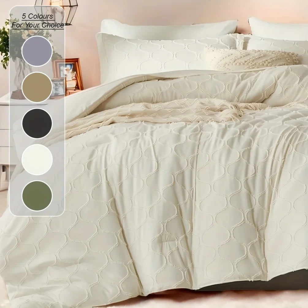 Boho Farmhouse Comforter Set Queen King Size Bed In A Bag Geometric Tufted