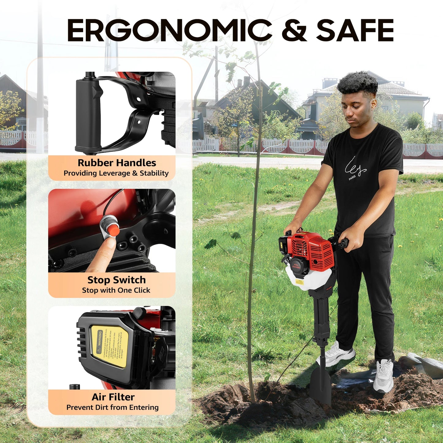 1900W Portable Garden Tree Digger 52CC Impact Tools