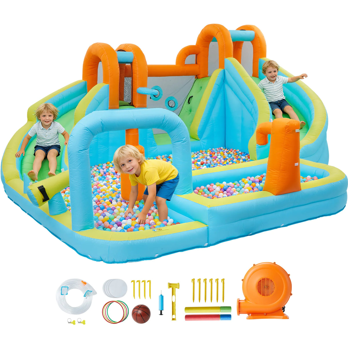 Commercial Inflatable Bounce House With Double Slide And Air Blower