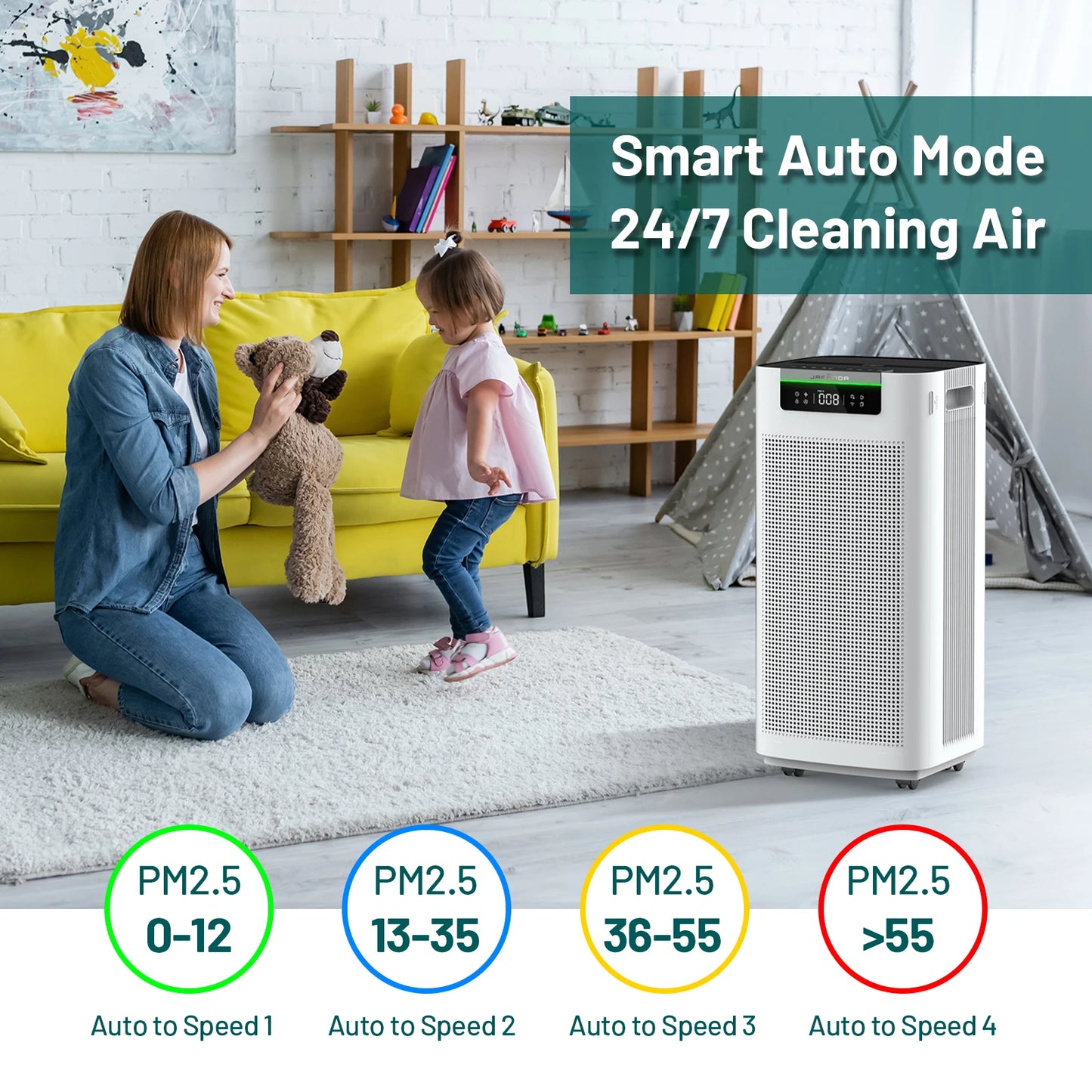 Jafanda Air Purifier For Large Rooms 3800 Square Feet With App Alexa True HEPA