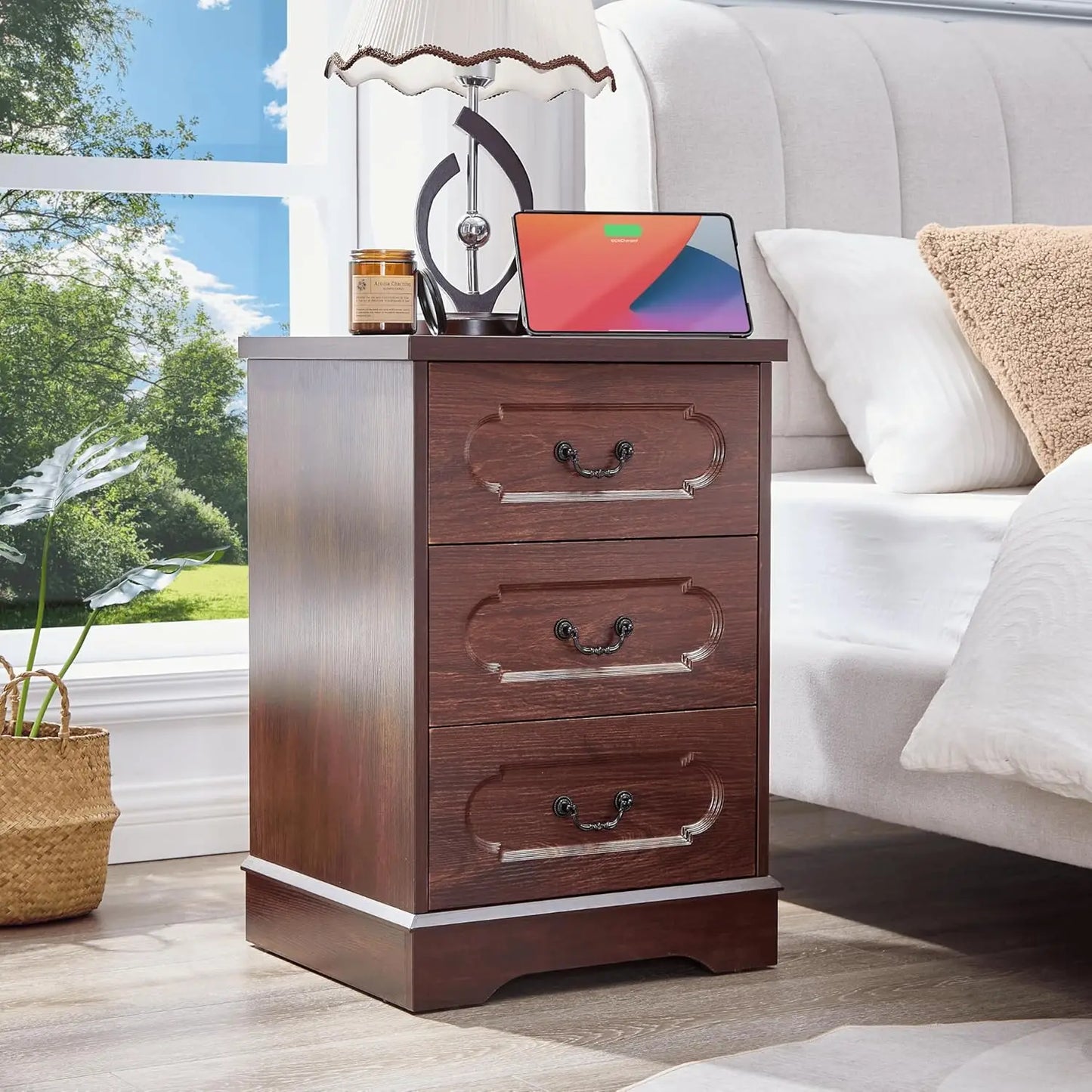 Farmhouse Cherry Wood Chest of Drawers for Bedroom Rustic Wide