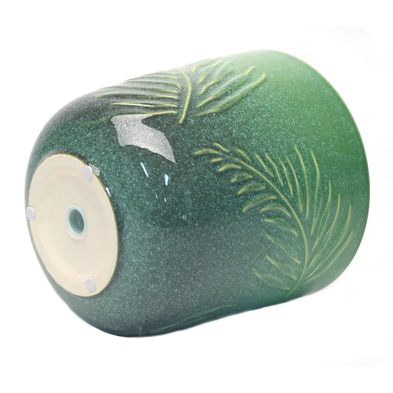 8 Inch Ceramic Planter With Botanical Design For Indoor And Outdoor Plants
