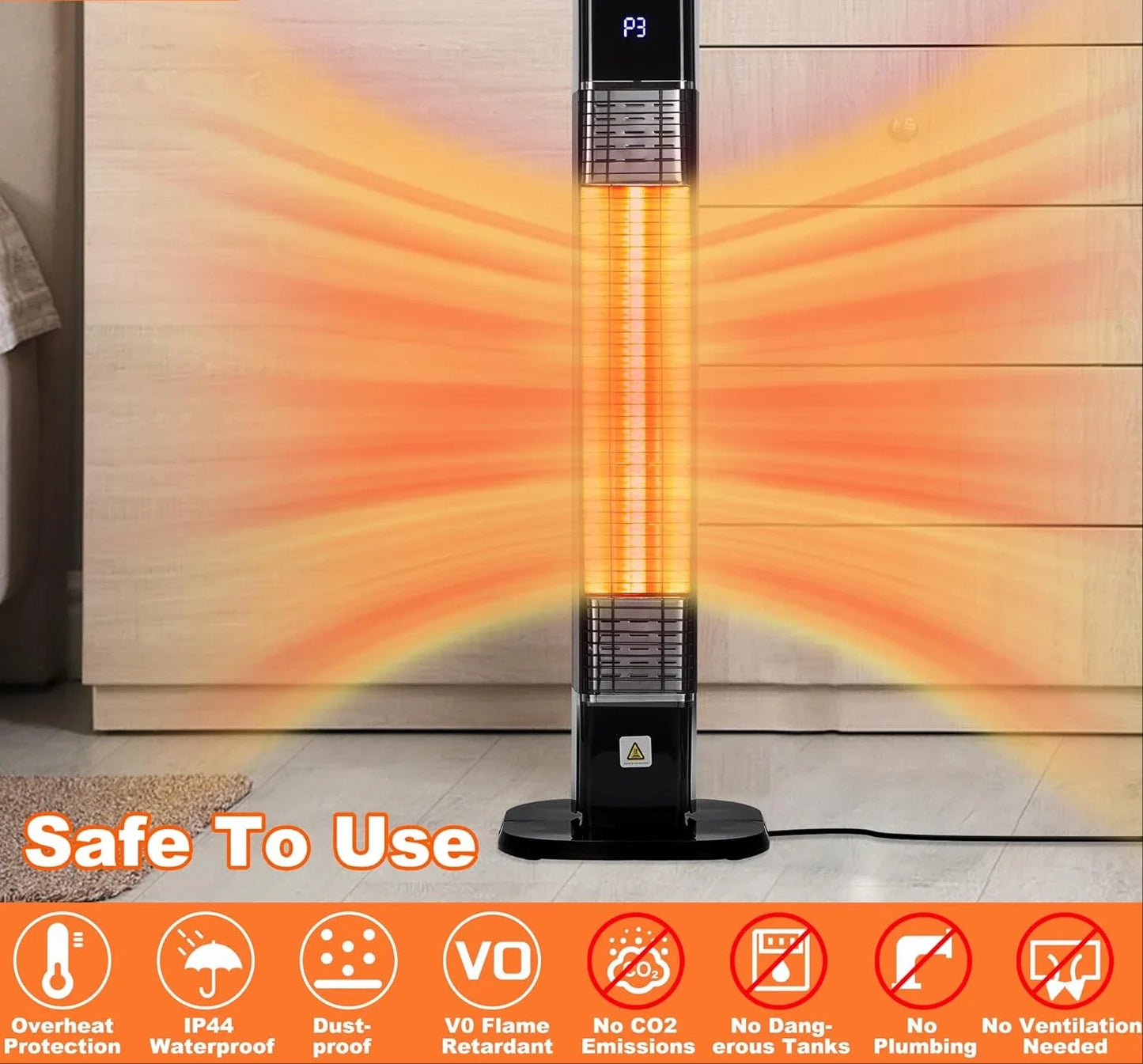 Indoor Outdoor Patio Heater 1500W Infrared Tower Remote