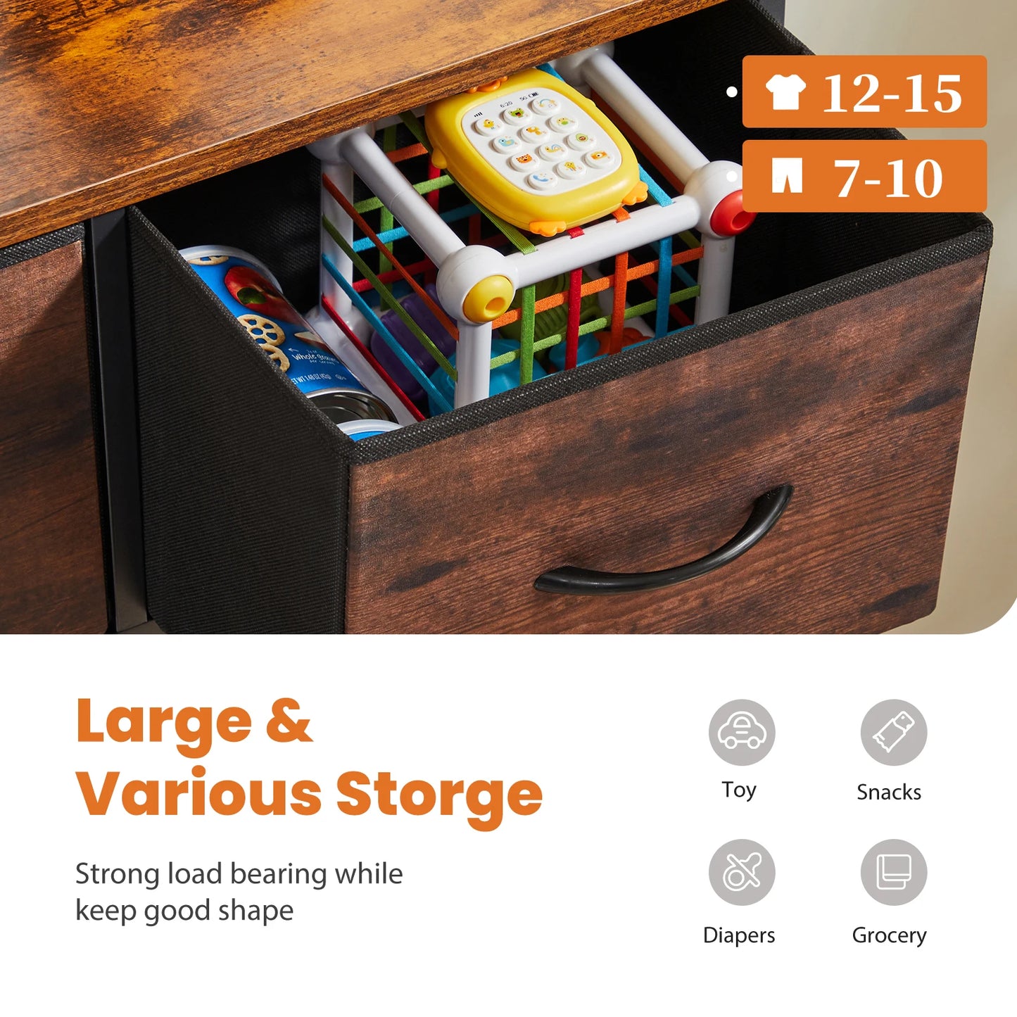 JHK 9 Fabric Storage Drawers Dresser Wardrobe Tall Chest Closet Organizer