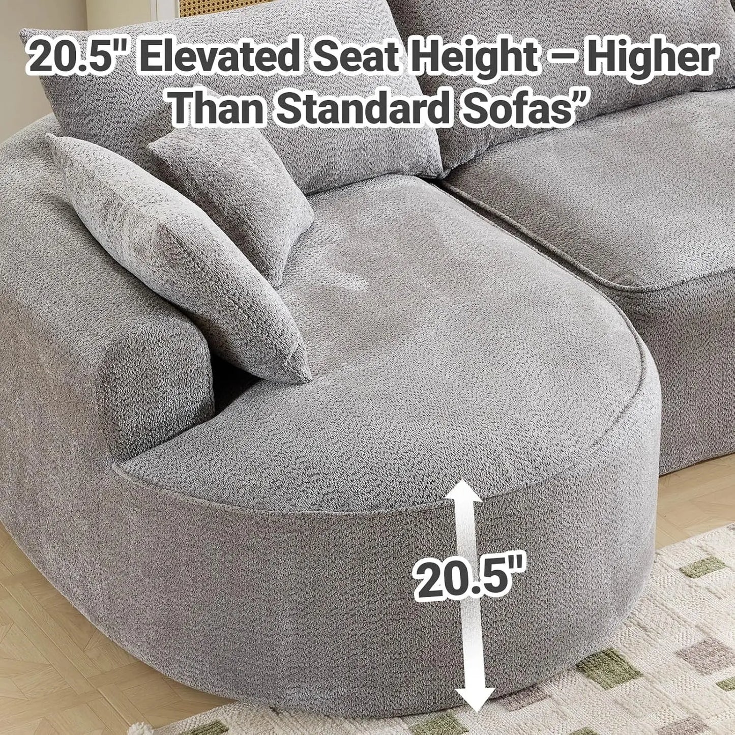 126.4 Inch Oversized L Shaped Boneless Sofa With Deep Seat And 7 Pillows
