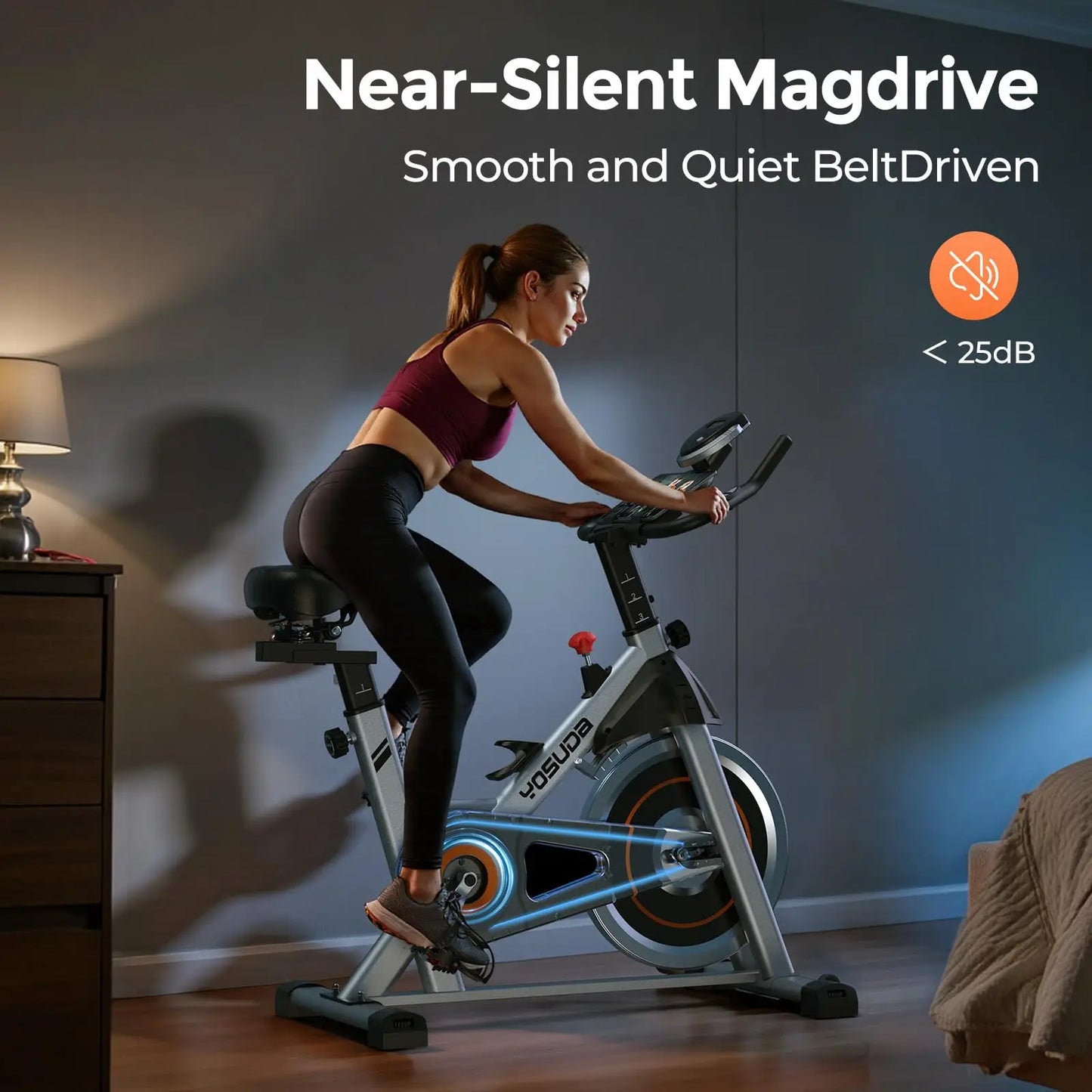 YOSUDA Exercise Bike With Magnetic Resistance And Bluetooth 300 Pound Capacity