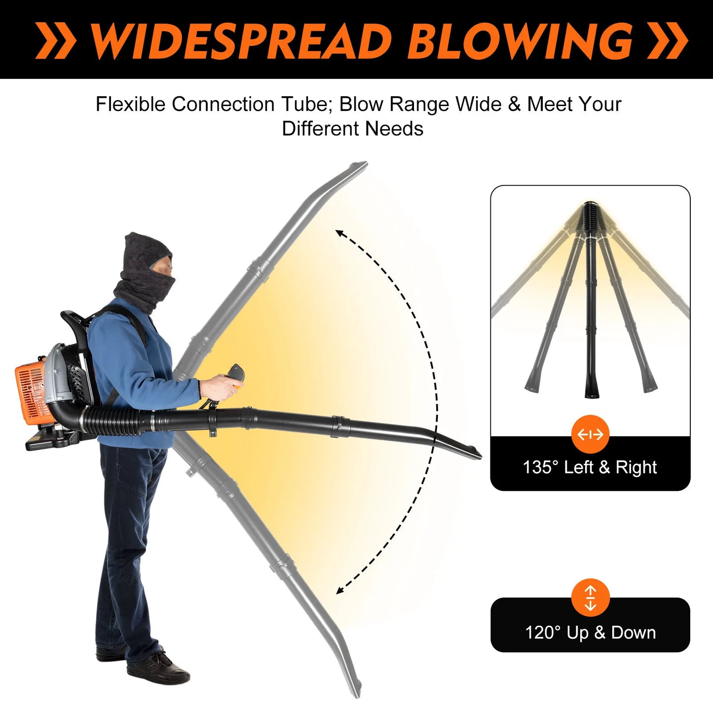 63cc 2 Stroke Gas Leaf Blower 2.7kW 6800rpm Backpack With Adjustable Speed