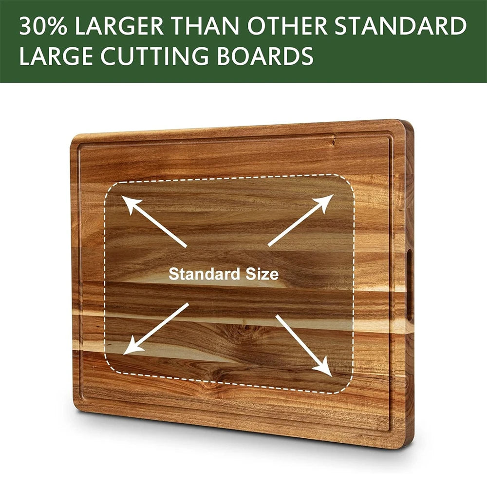 Extra Large Wood Cutting Board With Juice Groove Handle Reversible Butcher Block