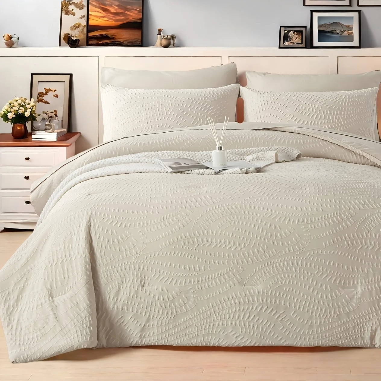 Boho Farmhouse Comforter Set Queen King Size Bed In A Bag Geometric Tufted