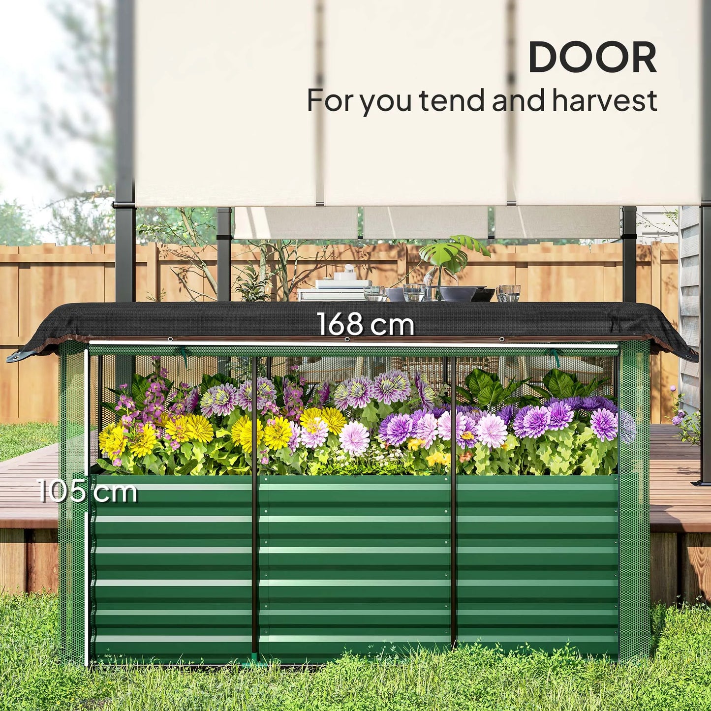 Galvanized Raised Garden Bed with Crop Cage & Shade Cloth, Green