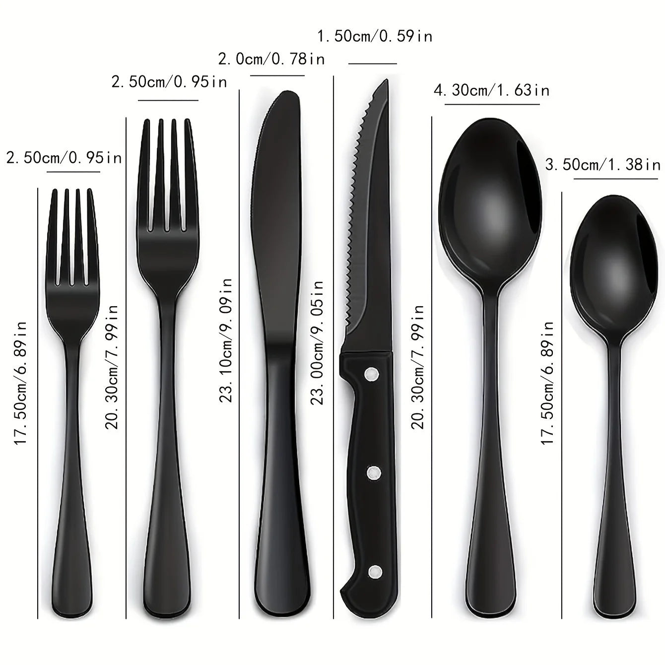 36-Piece Black Flatware Set With Steak Knives Food-Grade Stainless Steel Cutlery