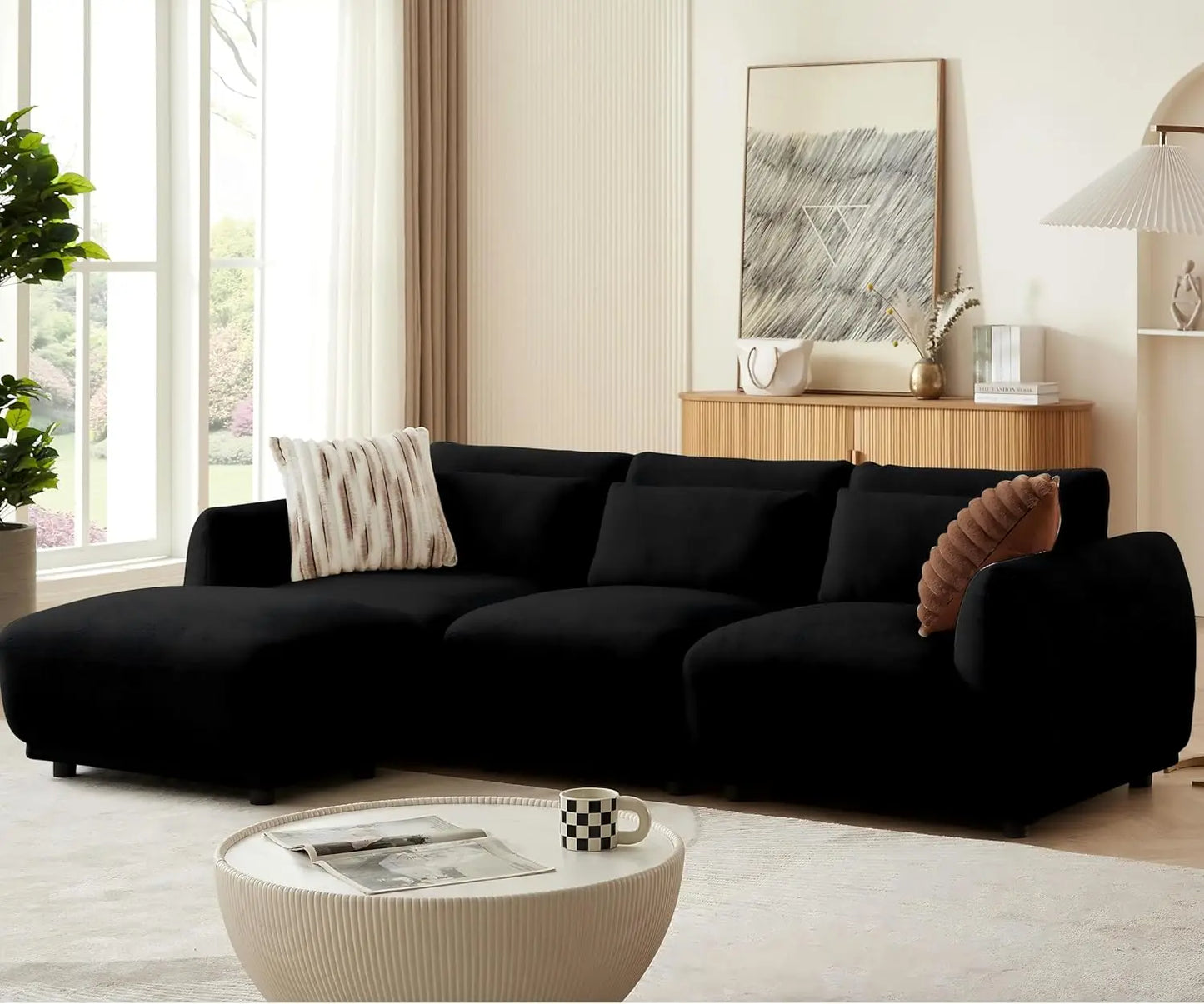 L Shaped Modular Sectional Couch Convertible Cloud Sofa With Removable Ottoman