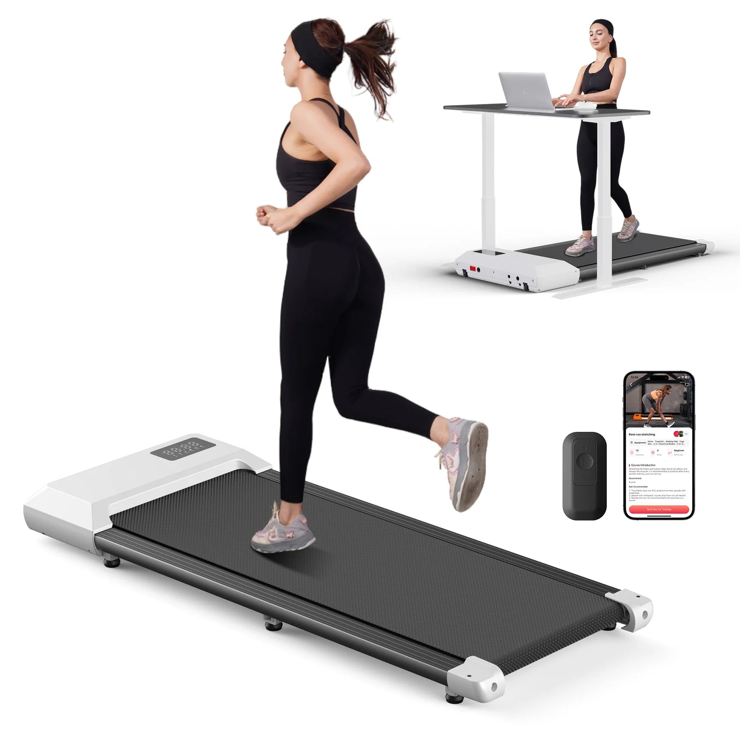 300lbs Capacity Home Treadmill 2.5HP 2 In 1 Walking Running Machine LCD Display