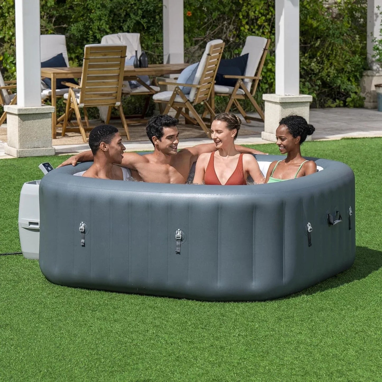 SaluSpa AirJet 4 to 6 Person Inflatable Hot Tub Gray