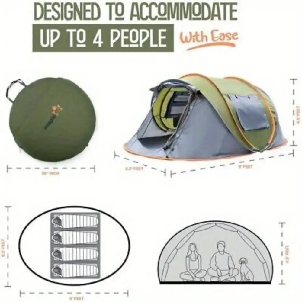 Camping Tent For Two With Two Doors Easy Pop Up Aluminum Poles UPF50 Waterproof