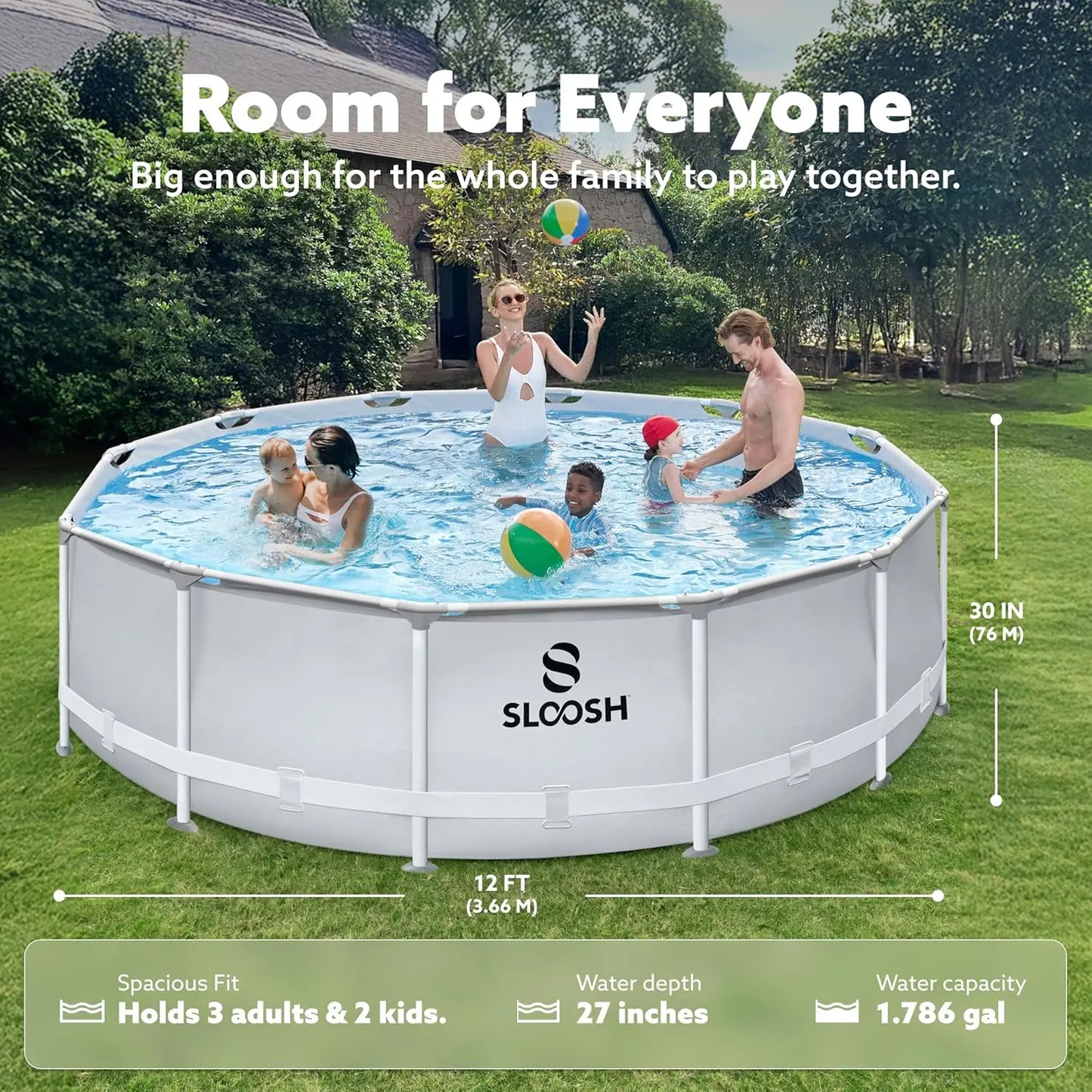 Joyfy Round Above Ground Pool 12ft 10ft 15ft Outdoor Set with Filter Pump
