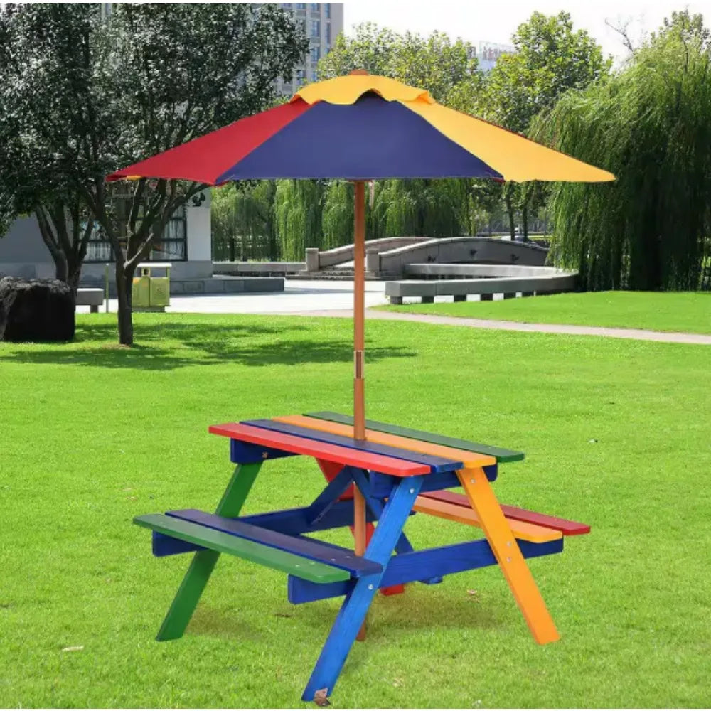 Kids Wooden Picnic Table Bassinet，Perfect for indoor or outdoor use made with durable plastic