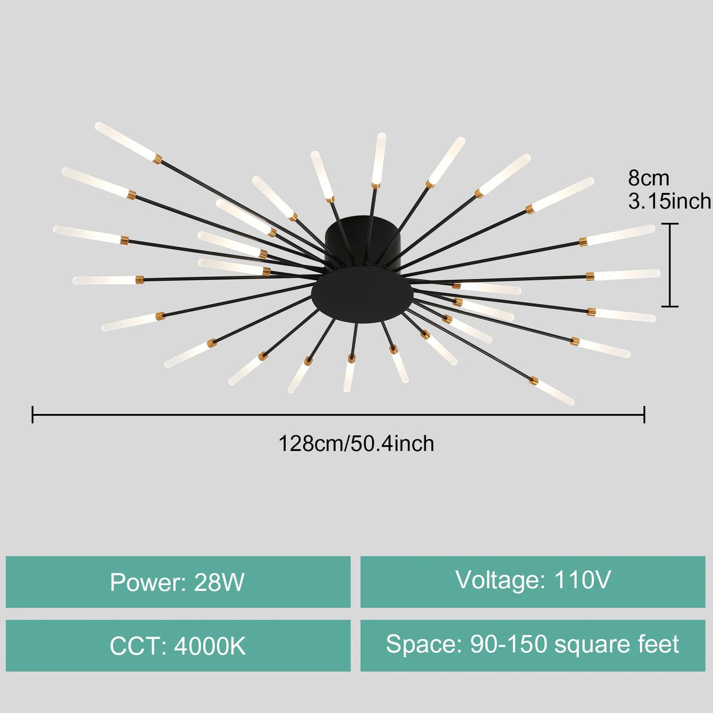Modern LED Ceiling Light Gold Black Living Room AC 90 260V