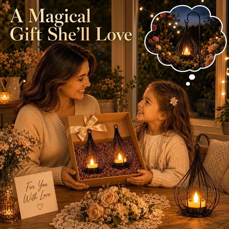 2 Pack Solar Lanterns Outdoor Waterproof,Hanging Solar Lights Outdoor with Flickering Flameless Candle,Gifts for Women Mom Grandma,Outdoor Solar Lanterns for Garden Patio Backyard Pathway Decor