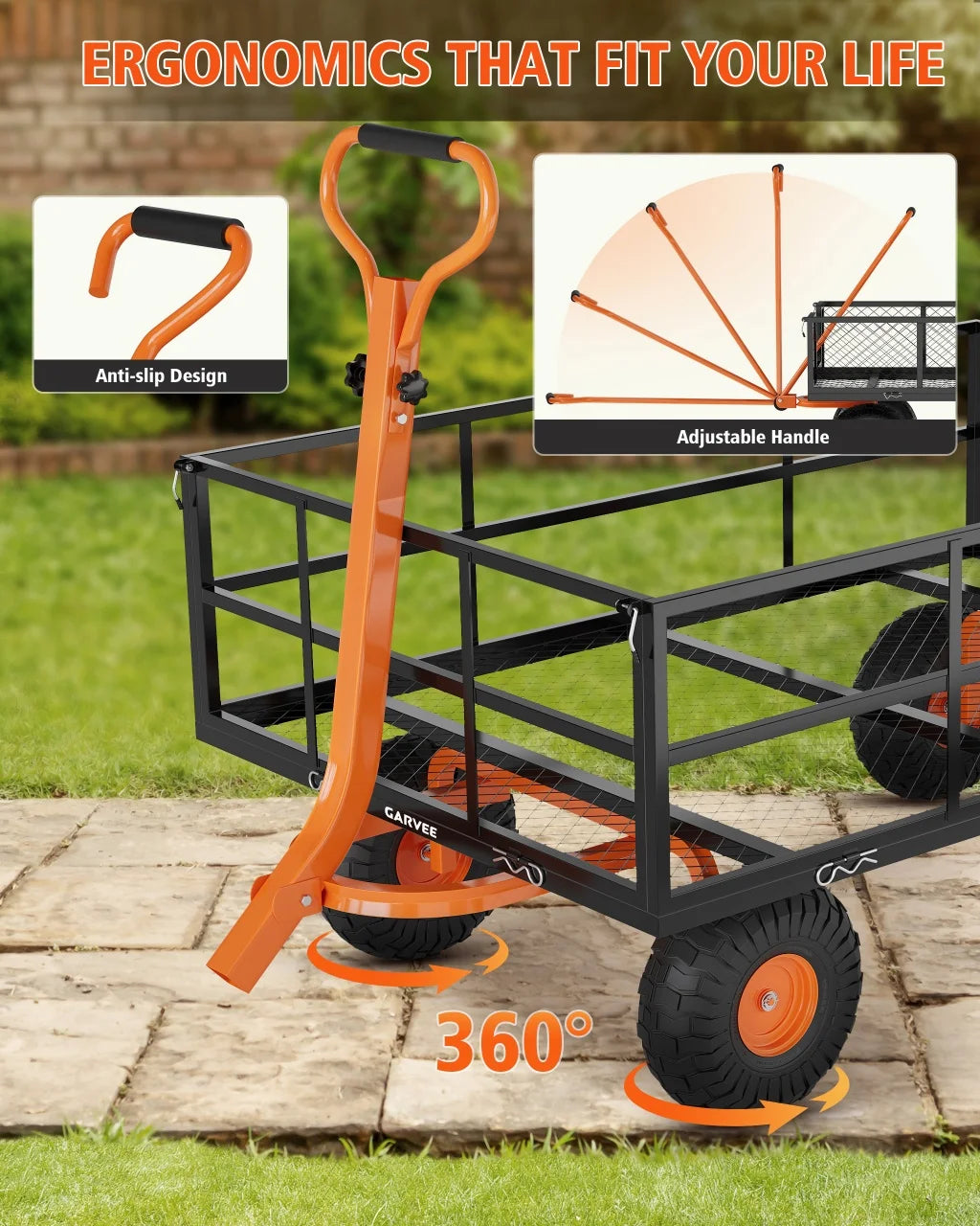 Heavy Duty Steel Garden Cart 1200 1400 Lbs Capacity 13 Inch Wheels