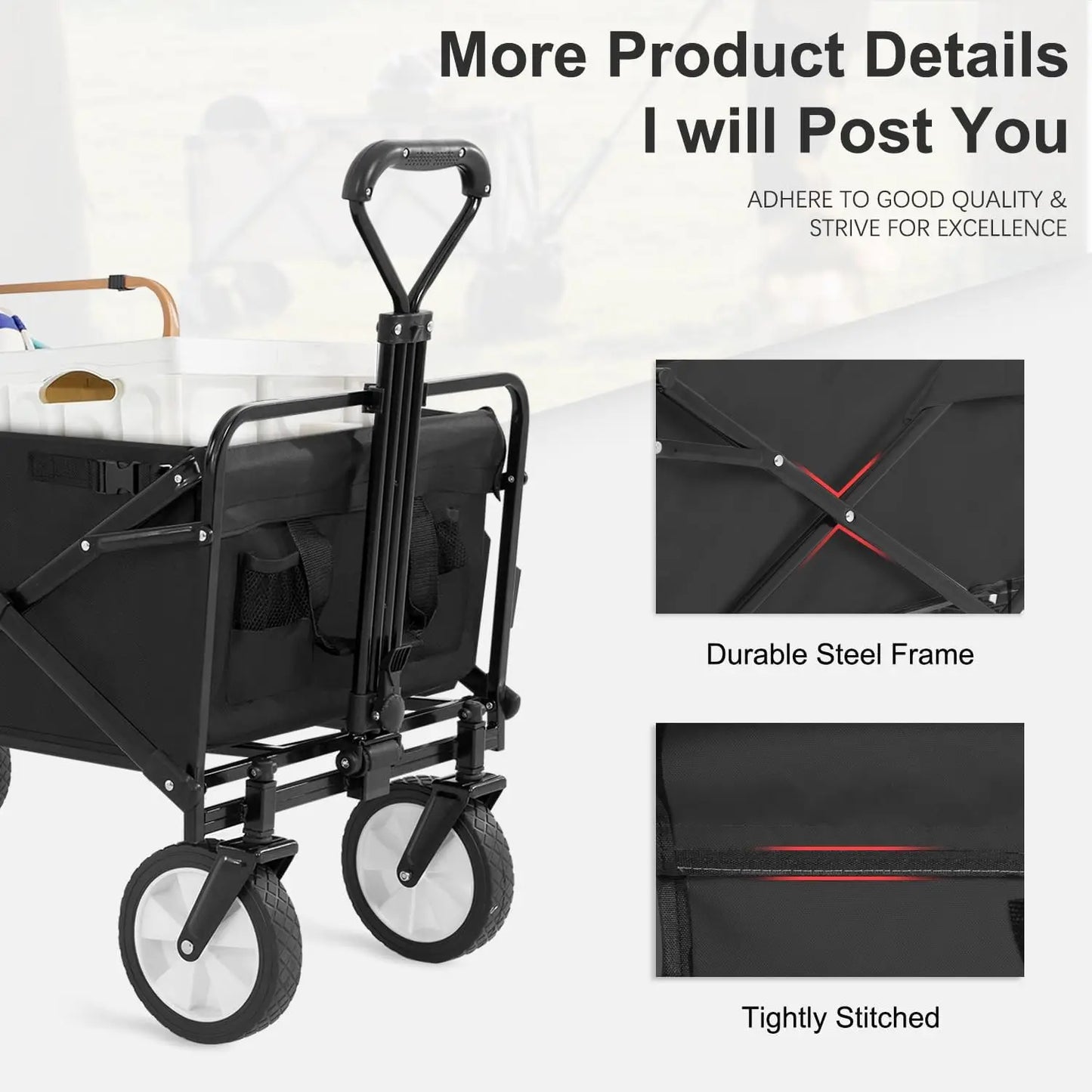 39 Inch Collapsible Wagon Folding Garden Cart 330 Lbs