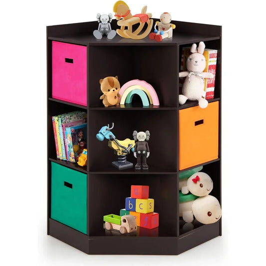 Kids Toy Storage Organizer Nine Cubby Bins Display Shelf