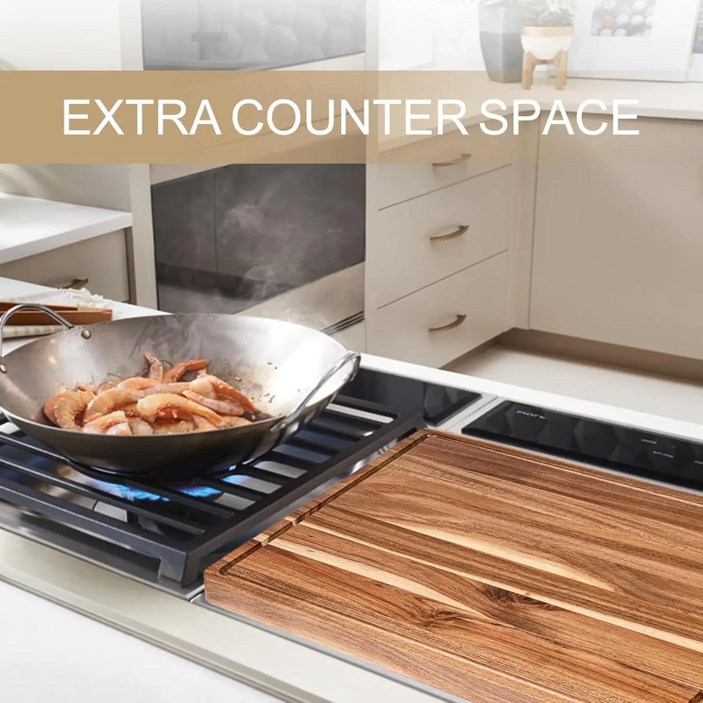 Extra Large Wood Cutting Board With Juice Groove Handle Reversible Butcher Block