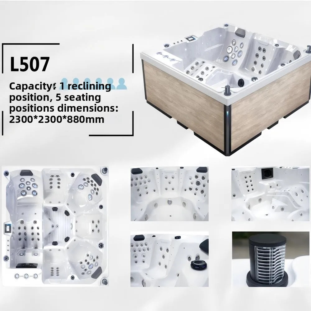 Outdoor Jacuzzi Spa Hot Tub Large Acrylic Massage Bathtub Thermostatic Villa