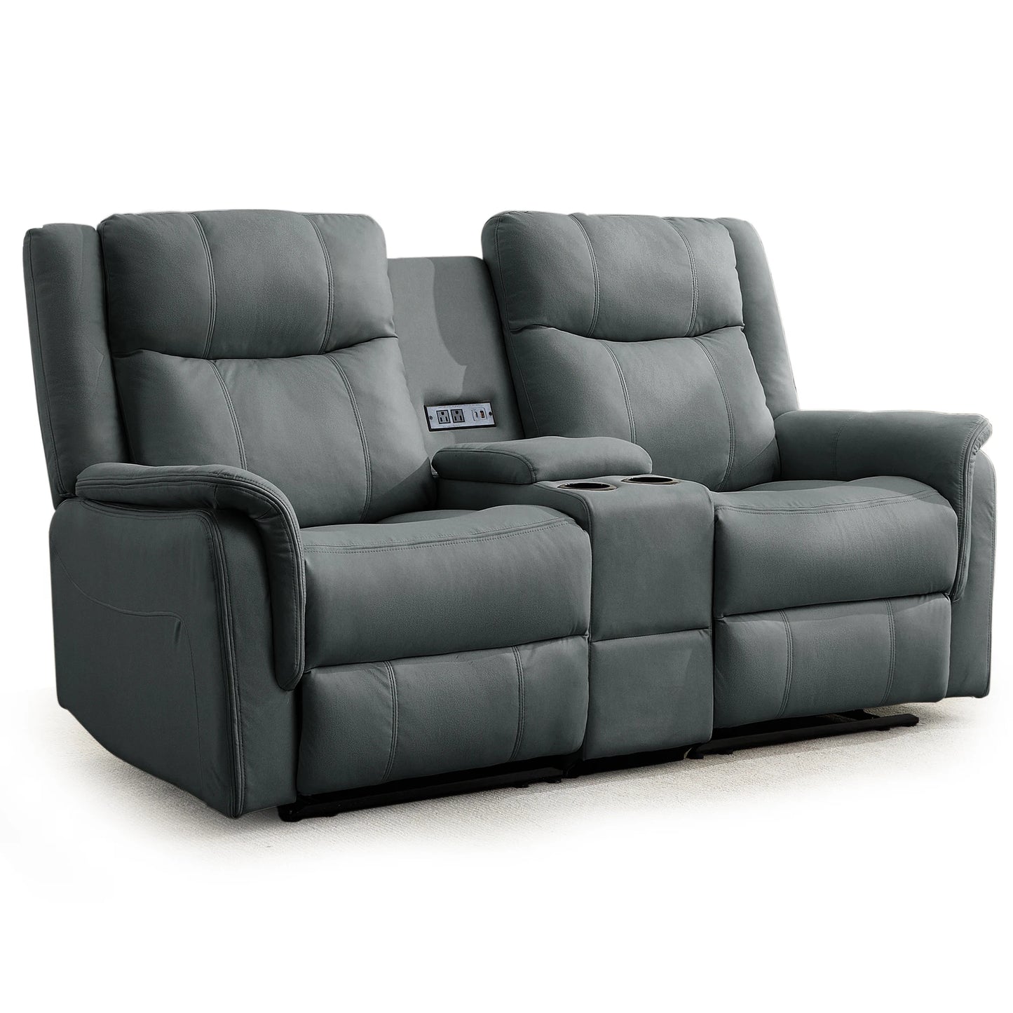 Korser 2 Seater Loveseat Recliner With USB Ports And Cup Holders Home Theater