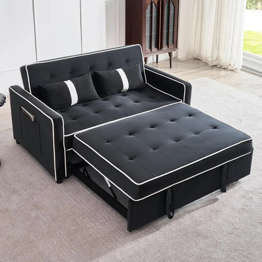 3 In 1 Convertible Sleeper Sofa Bed 54.5 Inch Velvet
