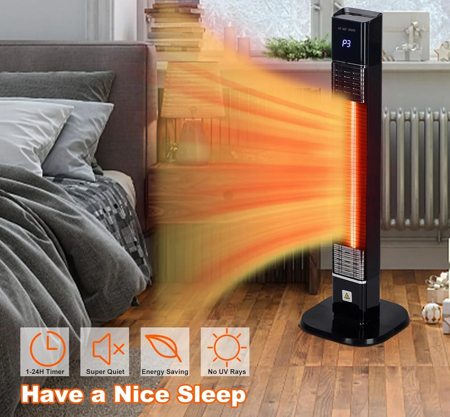 Indoor Outdoor Patio Heater 1500W Infrared Tower Remote