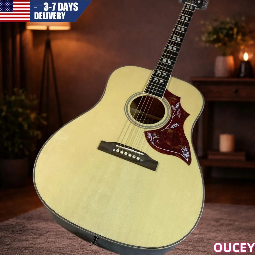 OUCEY 41 Inch Natural Wood Color Acoustic Guitar 6 Strings Spruce Top 20 Frets