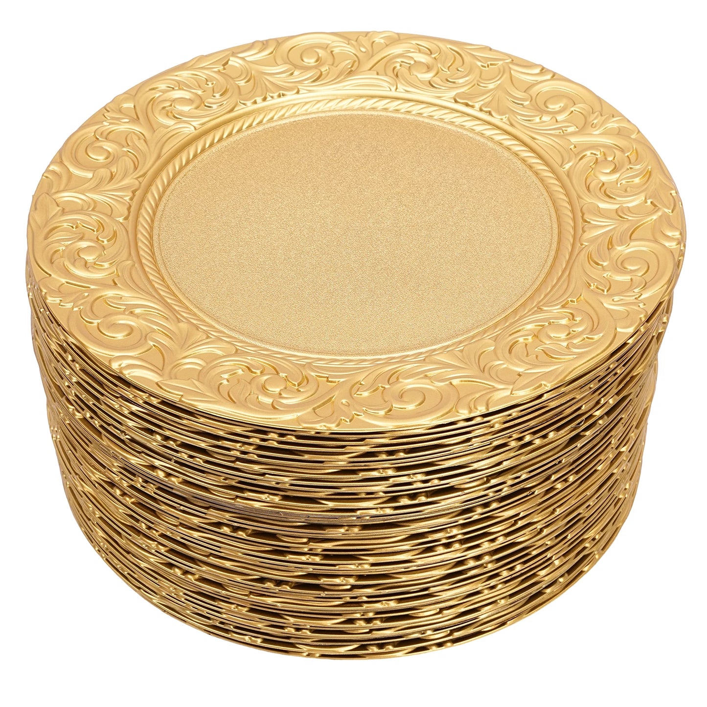 100 Piece Round Charger Plates Set Black Silver Green Gold For Weddings Banquets