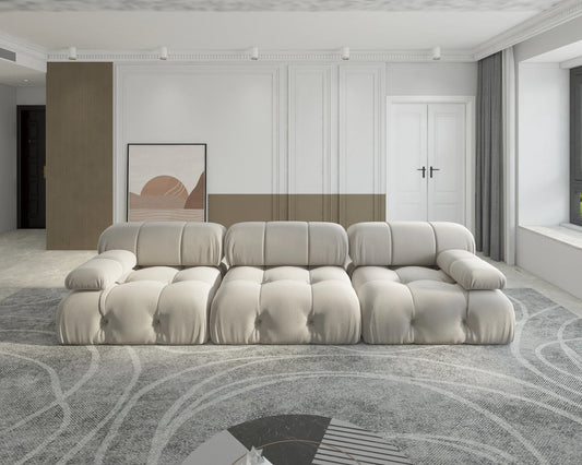 104 Inch Minimalist Modular Sectional Sofa Velvet Convertible 3 Seat Set Sdorens