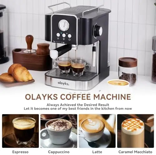 20 Bar Espresso Machine Professional Coffee Maker With Milk Frother Steam Wand