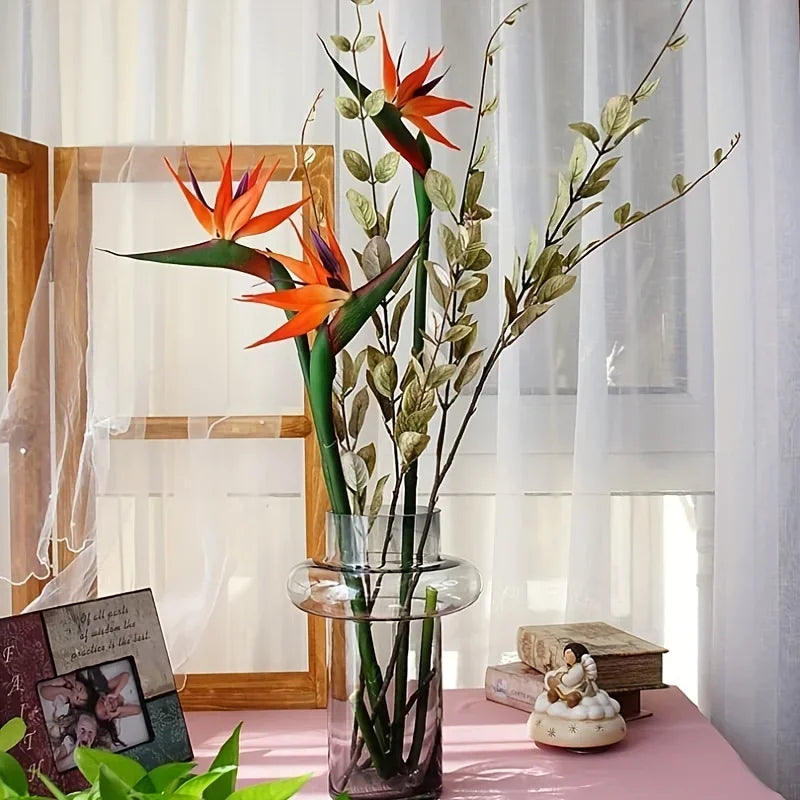 3 Piece Artificial Bird Of Paradise Flowers 24 Inch Long Stems For Home Decor