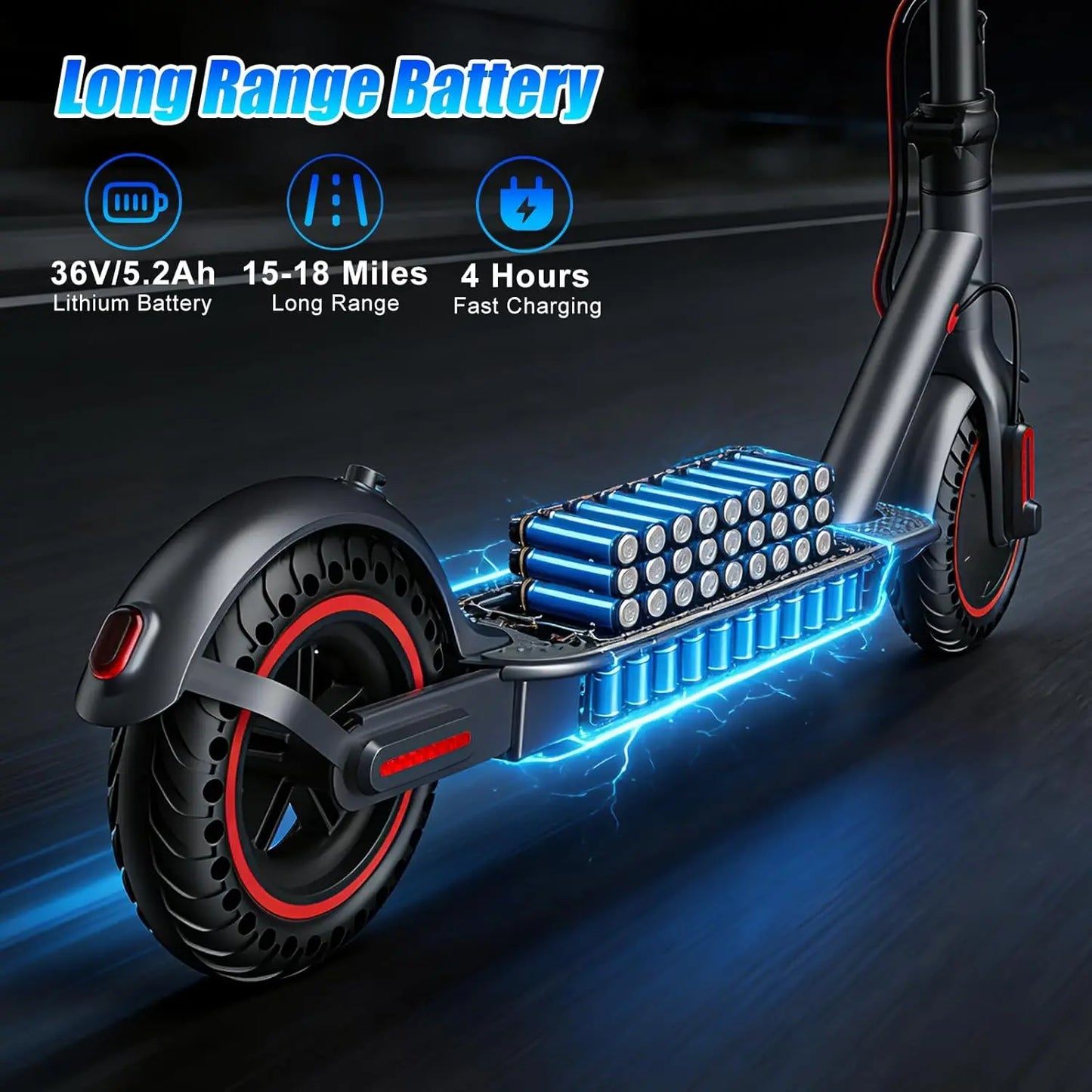 350W Folding Electric Scooter 36V Battery 18 MPH 15 Mile Range App