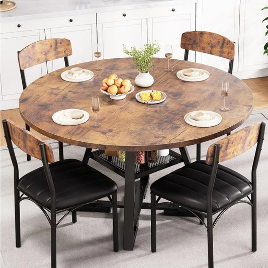 Round Dining Table Set For 4 Pedestal Circle Table Chairs