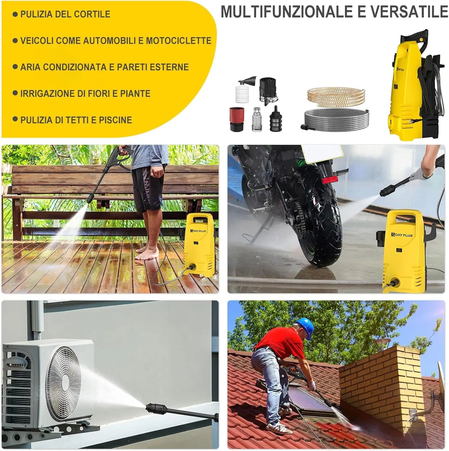 Electric Pressure Washer 1600W 120Bar 7m Adjustable Lance