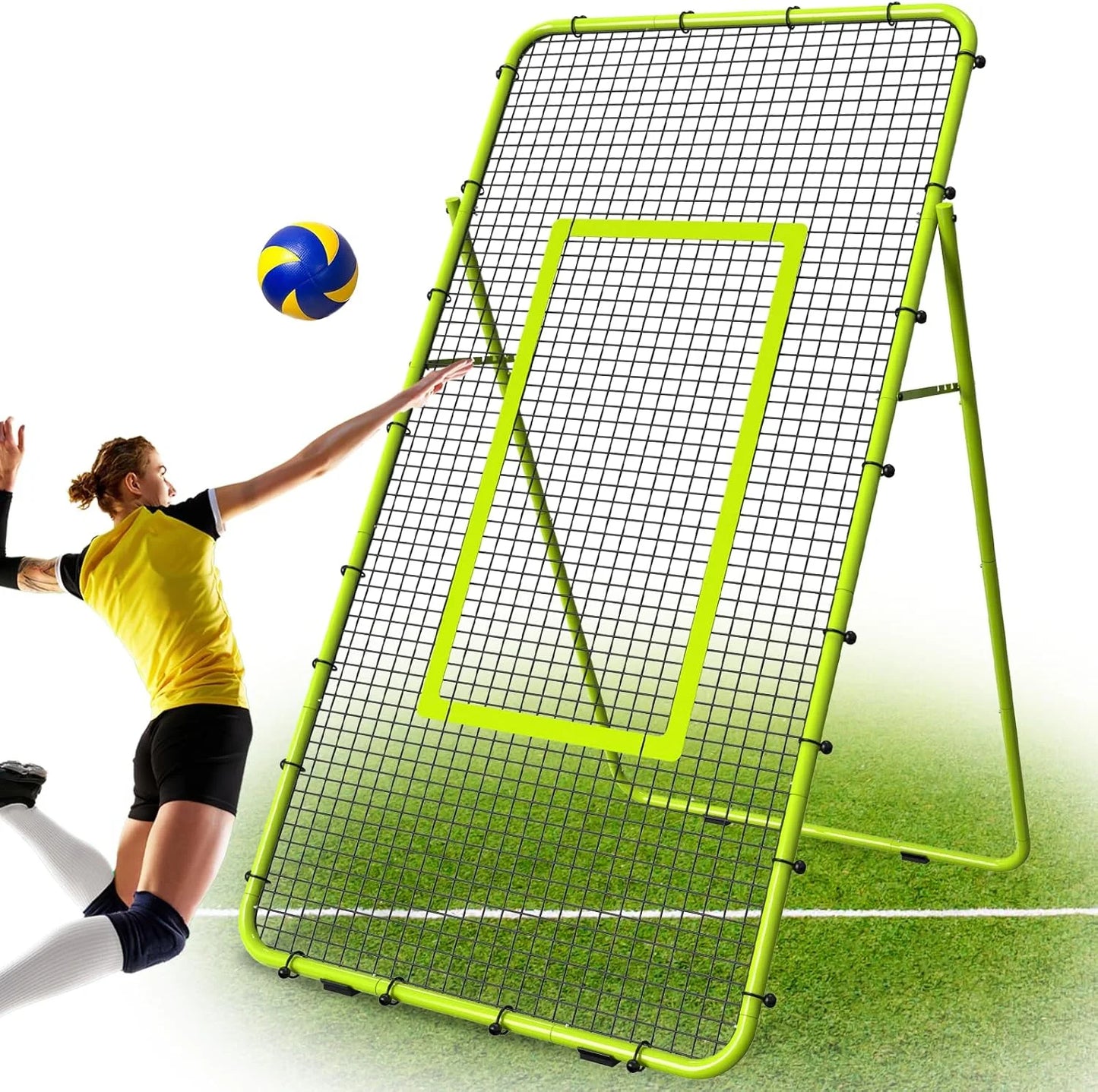 Adjustable 7x4ft Volleyball Net And Multi Sport Rebounder Lacrosse Soccer Tennis