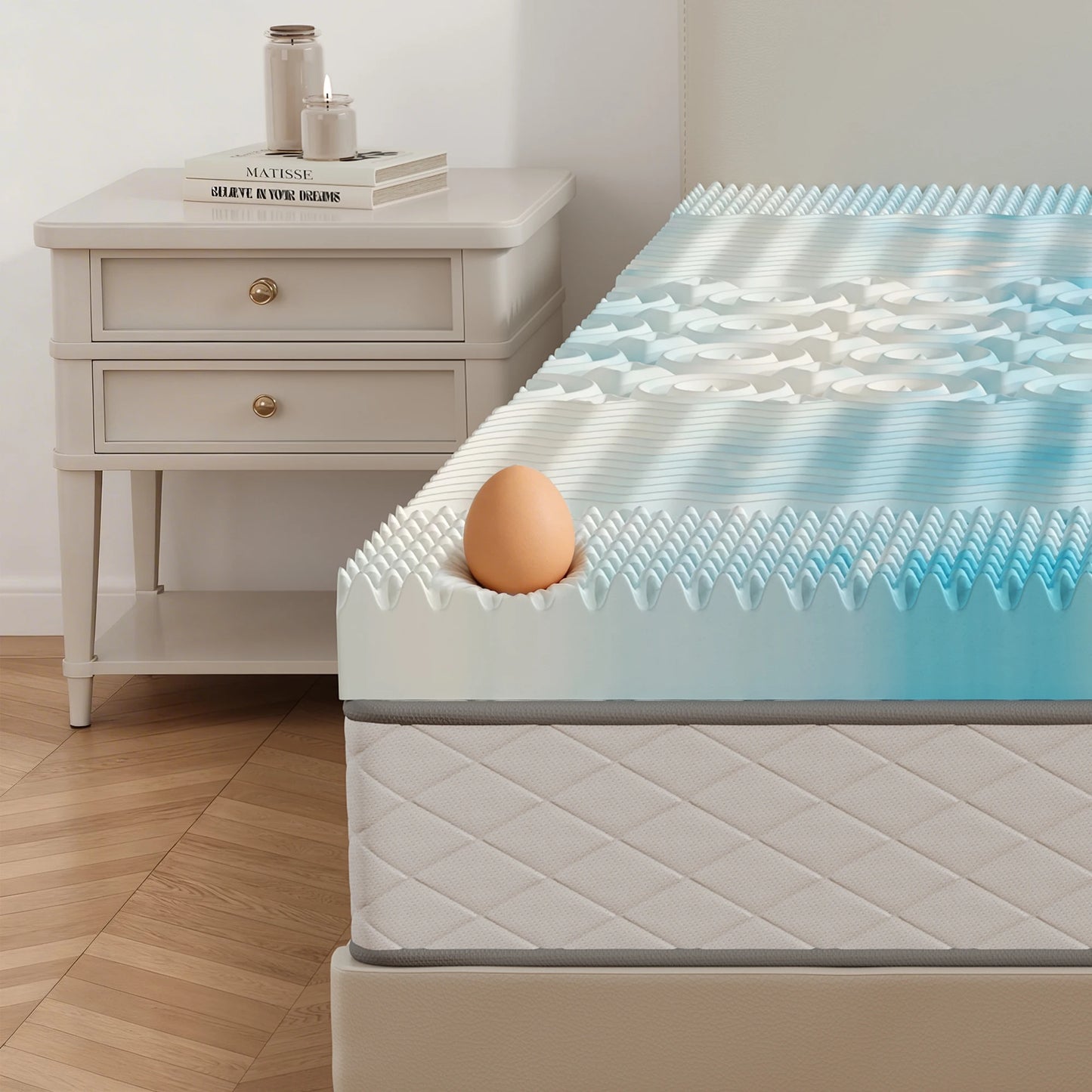 JHK 3 Inch 5 Zone Gel Memory Foam Mattress Topper Breathable Cooling Full Size