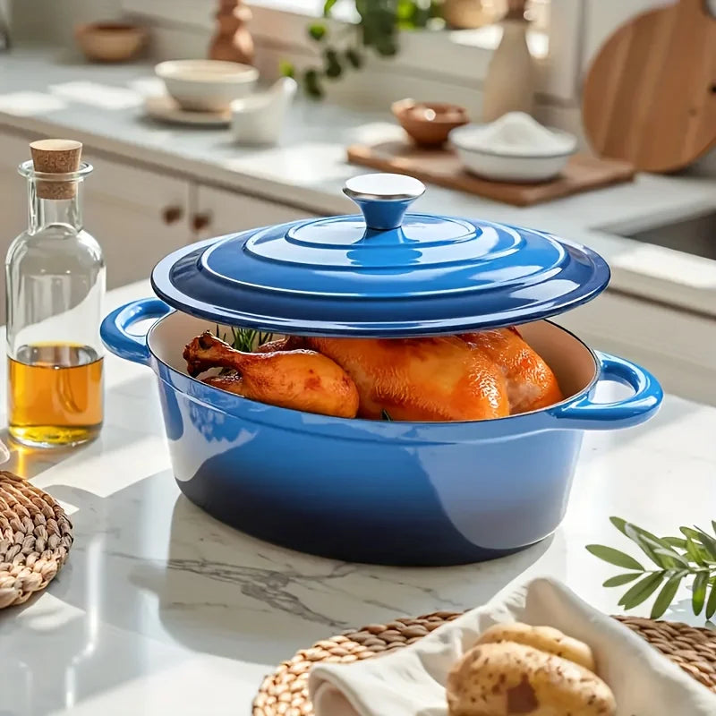 Enameled Cast Iron Dutch Oven With Lid Dual Handles For Bread Baking Nonstick