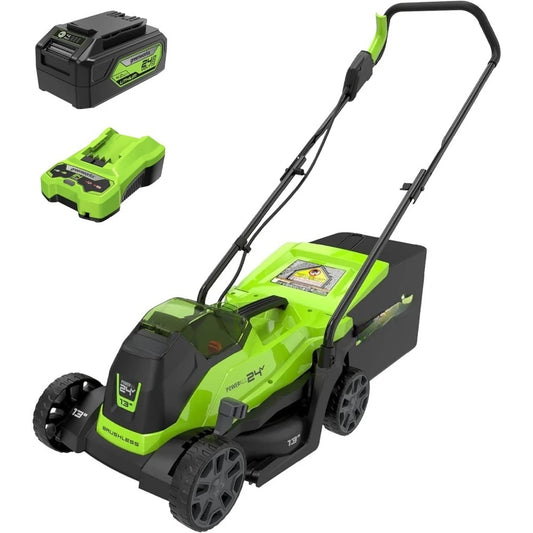 24V 13" Brushless Cordless (Push) Lawn Mower, 4.0Ah Battery and Charger Included,Walk-Bchind Lawn Mowers