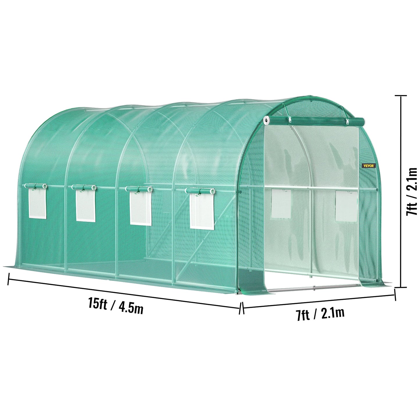 SucceBuy Walk In Greenhouse With Galvanized Frame And Waterproof Cover 15x7x7 Ft