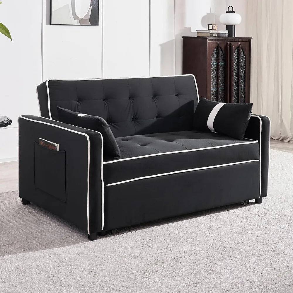3 In 1 Convertible Sleeper Sofa Bed 54.5 Inch Velvet